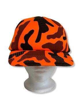 Vintage 80s/90s Orange Camo Trucker Hat